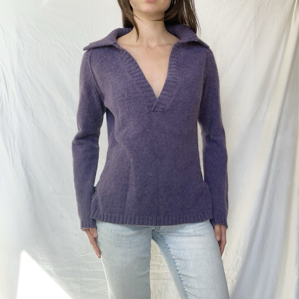 Eddie Bauer Purple Cotton Angora Sweater Whimsigoth Cottagecore Y2K